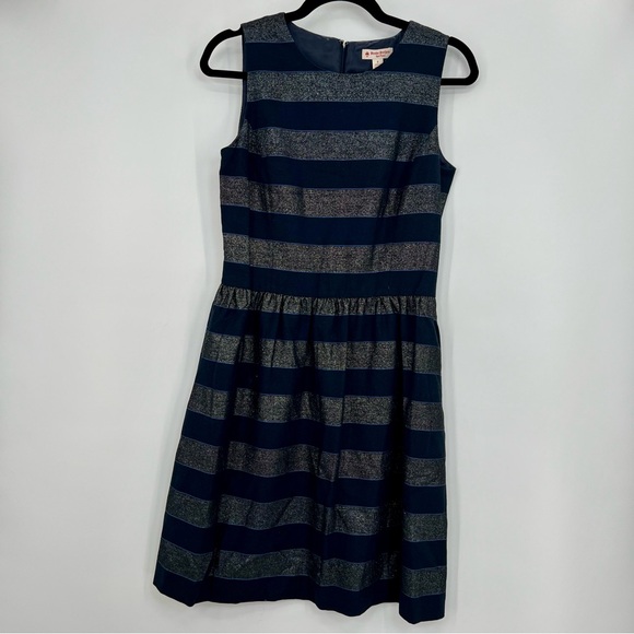 Delete Brooks Brothers Red Fleece Striped Metallic Sleeveless Knee Length Dress - Picture 2 of 11